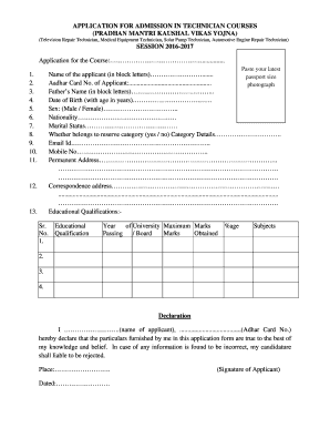 Admission Form PMKVY