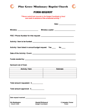 Church Funds Request Form