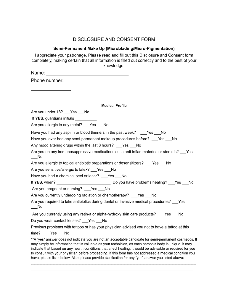 Printable Microblading Consent Form