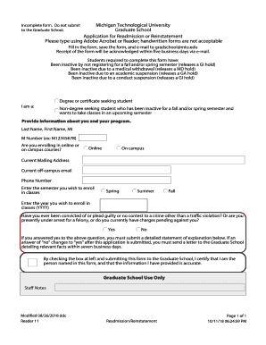 Mtu Readmission  Form