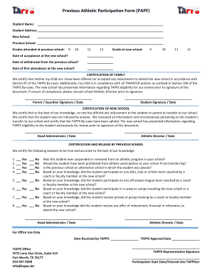 Tapps Papf  Form