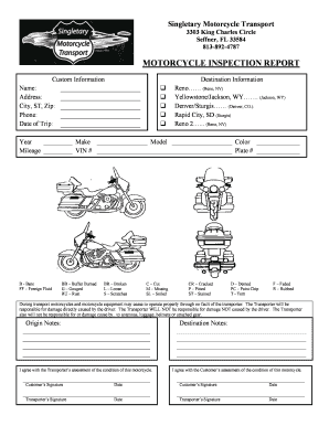Motorcycle Inspection Report  Form