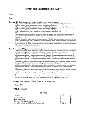 Sight Singing Rubric  Form