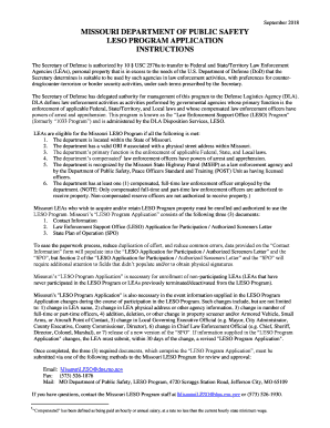 Missouri Department of Public Safety Leso Program Application  Form