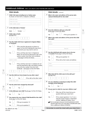  Additional Children Child Benefit Claim Form Additional Children Child Benefit Claim Form 2018