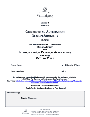 Commercial Alteration Design Summary City of Winnipeg  Form