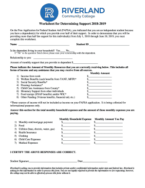  Worksheet for Determining Support 2018-2024