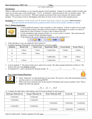 Basic Stoichiometry Phet Lab Answer Key PDF  Form