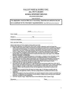 Petbarn Job Application  Form