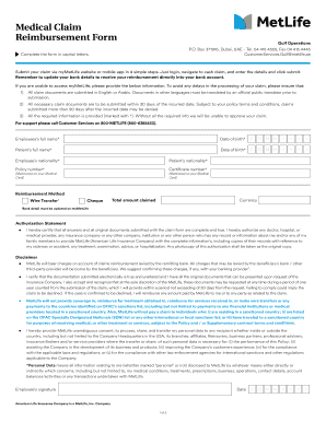  Metlife Reimbursement Form 2018-2024