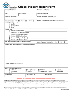 Critical Incident Form