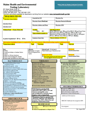 Maine Health and Environmental Testing Lab Water Maine Gov  Form