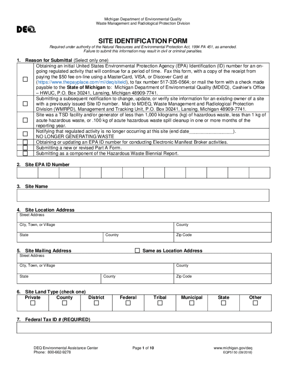  Site Identification Form State of Michigan 2021