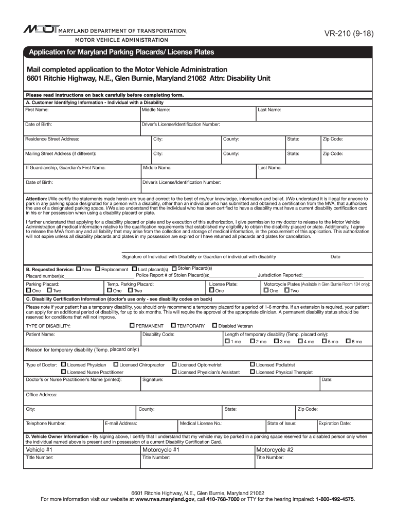  Maryland Handicapped Parking Application 2018