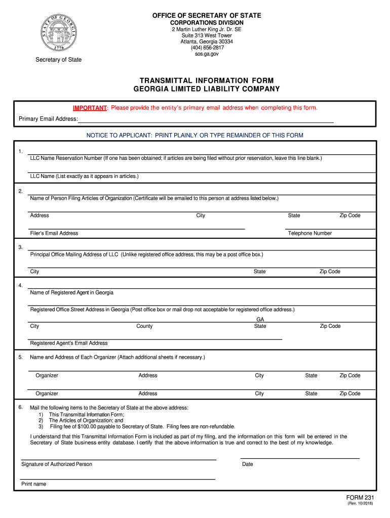  Form 231 2018-2024