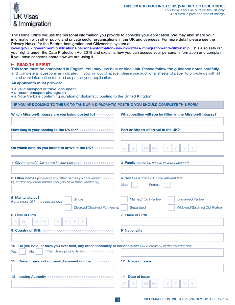 Privacy Notice for the Border, Immigration and Citizenship System at  Form
