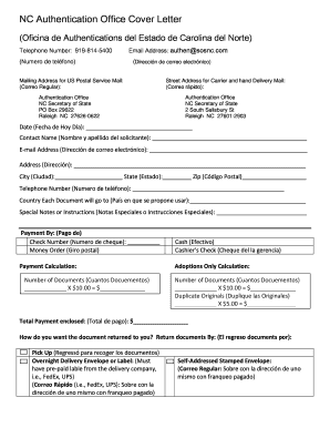 North Carolina Secretary of State Authentications Apostille Certificates  Form