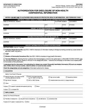  Wisconsin DOC Forms 2015-2024