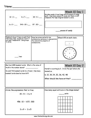 Daily Math 3rd Grade PDF  Form