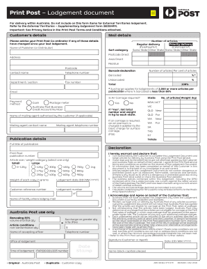 Print Post Lodgement Form