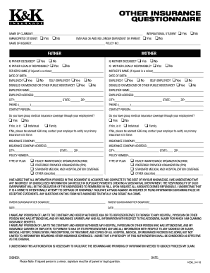 OTHER INSURANCE QUESTIONNAIRE  Form