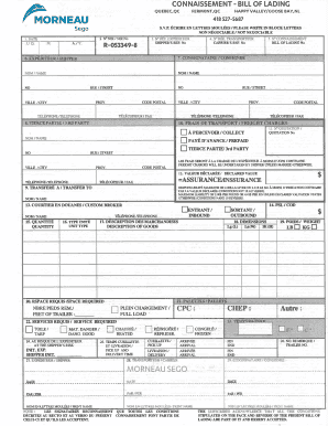 CONNAISSEMENT BILL of LADING  Form