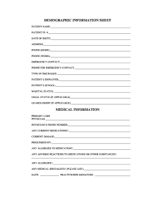 Demographic Information Sheet