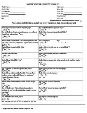 Domestic Violence Worksheets PDF  Form