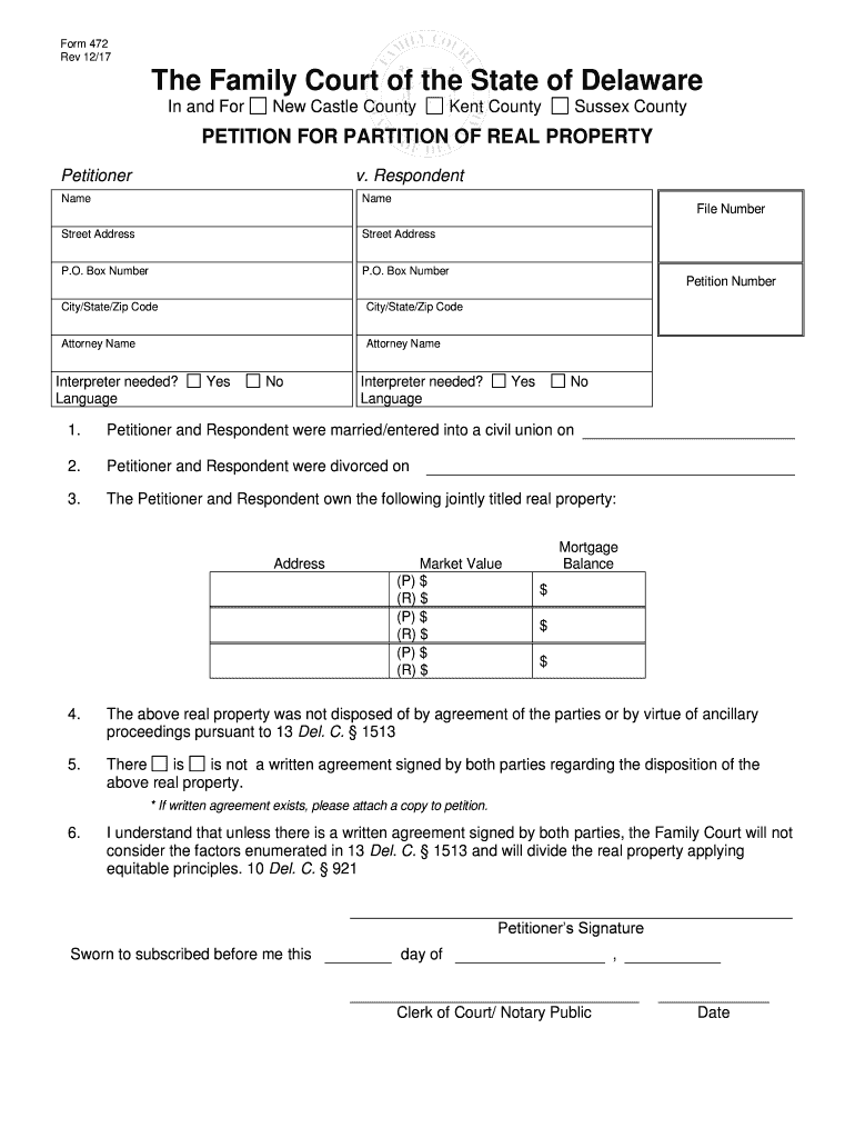  Petition to Partition Form 2017-2024