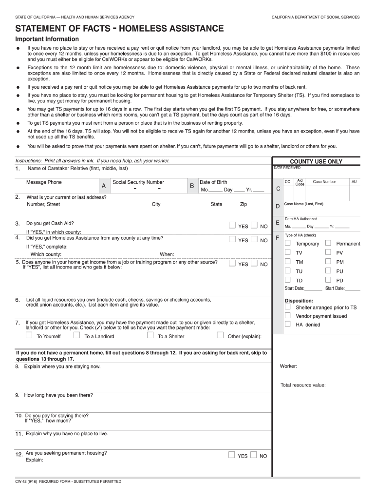 Get and Sign Homeless Assistance 2016-2022 Form