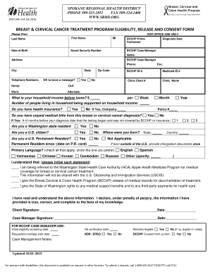  BCCHP Breast & Cervical Treatment Program Eligibility, Release and Consent Form Form for Eligibility and Consent for Wo 2016-2024