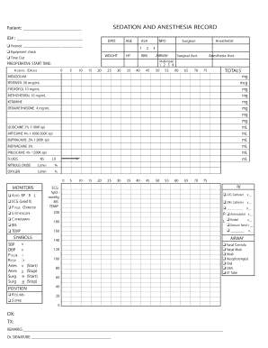 Patient SEDATION and ANESTHESIA RECORD  Form