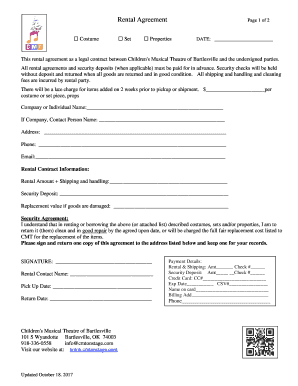 Costume Rental Agreement Template  Form