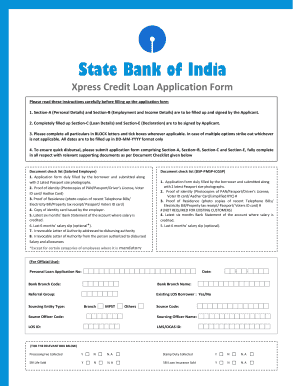 Sbi Xpress Credit Loan Application Form PDF Download