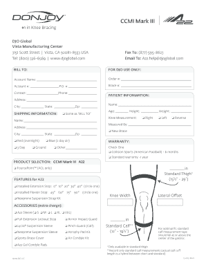 Donjoy Defiance Order Form