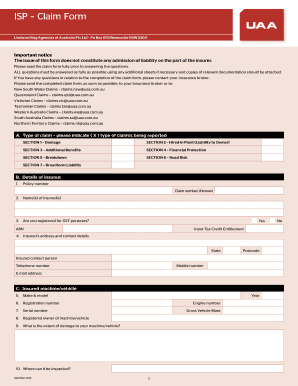 Uaa Claim Form