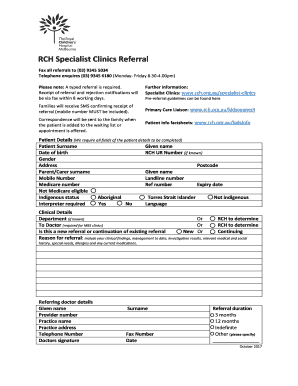 Rch Referral Form