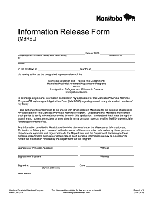 Release Form Manitoba