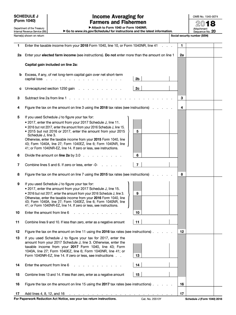 2018 Schedule J (1040 form)