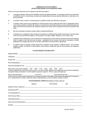  SEARCH PROCEDURE WAIVER REQUEST FORM 2017-2024