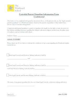 Custodial ParentGuardian Information Form Confidential DOCX