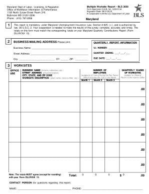  Maryland Bls 3020 Multiple Worksite Report 2019-2024