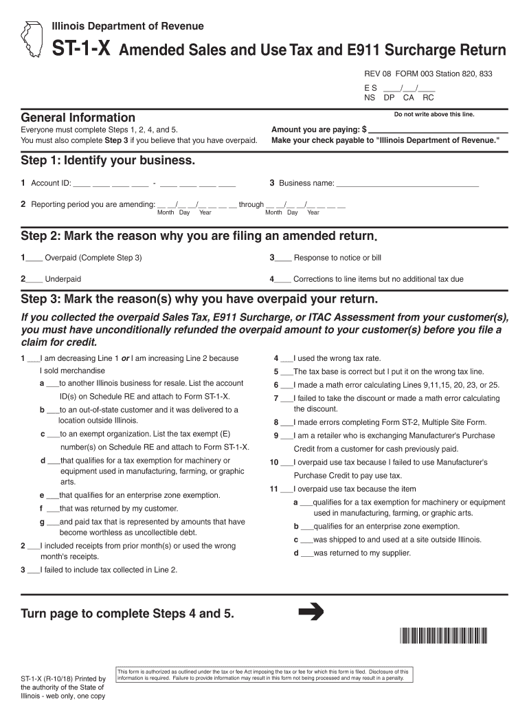  Illinois Sales Tax Form St 1 2018