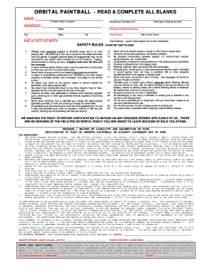 Orbital Paintball Waiver  Form