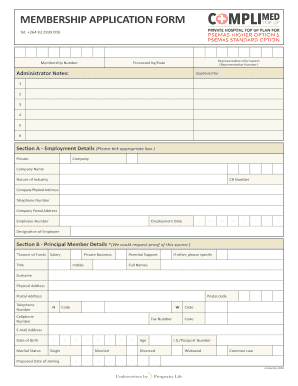 Membership Application Form Prosperity Health