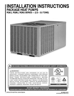 Rheem Classic Series Dedicated Horizontal Package Heat Pump  Form