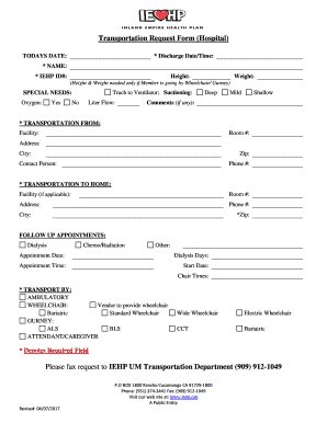 Iehp Transportation Number  Form