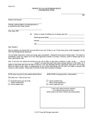 Storage Unit Eviction Notice Template  Form