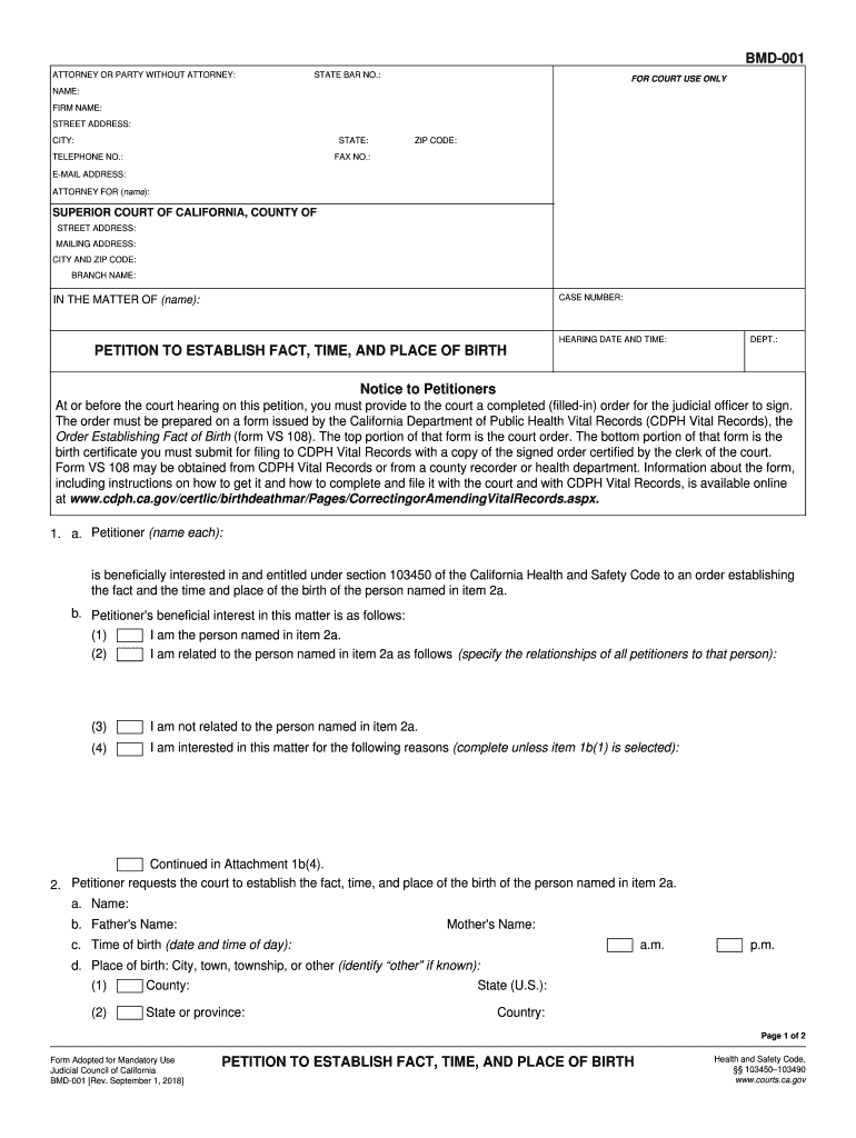  Bmd 001 Form 2018-2024