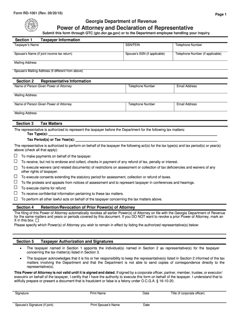  Ga Form Rd 1061 2018-2024